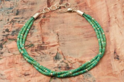 Desiree Yellowhorse Genuine Emerald Valley Turquoise 3 Strand Necklace